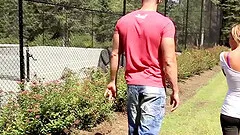 Busty Kathy Rose has a different way of play tennis then the usual one