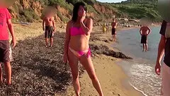 Hot milf get fucked repetitively and jizzed on this public beach by multiple guys.