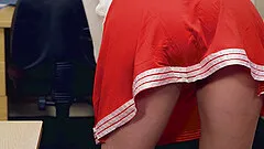 Undressing a cheerleader Rhiannon Ryder to drill her little cunt