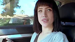 Small tits Anastacia giving big cock blowjob in pov