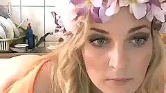 Beauty blonde licking her feet on webcam