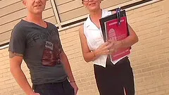 Nerdy chick opens her legs for a nice sexual experience