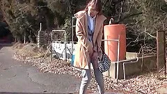 Mio Kayama playing with her soaking wet pussy in her car