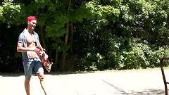 Horny woman cannot resist a man's cock during an outdoor fuck