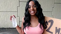 Cute ebony babe Tiffany Tosh sucks a cock before a sex session