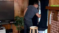 Big tits ebony Slim giving big black cock blowjob outdoor