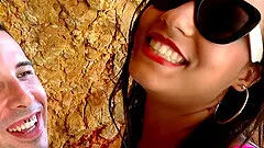 Sasha Jones seduced by a hot fellow for a kinky outdoor fuck