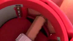 A mature lady riding a massive cock of a sex machine