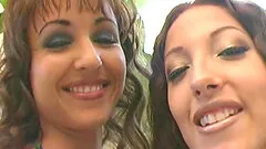 Two gorgeous dykes riding a sex machine after fucking