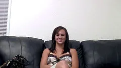 Tiffany shaved pussy pleasured hardcore in close up casting