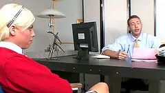 Schoolgirl in uniform bribes her teacher with her twat for good grades