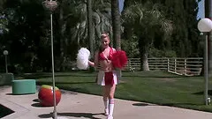 Pocking a hot blonde cheerleader in her shaved twat