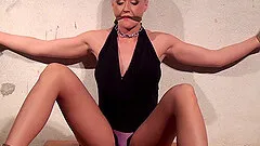 Bound Victoria spreads her legs for some cruel pussy toying