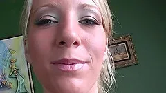 Interracial threesome with a horny blonde big tit slut