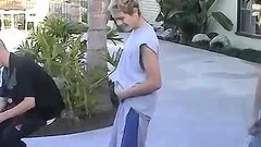 Behind the scenes of a playful spanking foursome by the pool