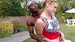 Big booty cheerleader Velicity Von fucked doggystyle in interracial porn