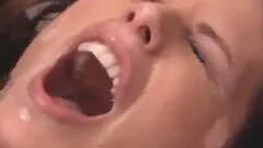 Hot Brunette MILF With Huge Tits Covered In Cum