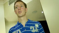 Handsome dude's face covered in semen after a gay session