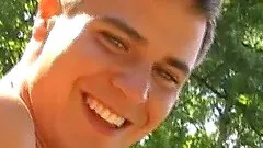 Taking his fella to the woods to drain his tight butthole insatiably