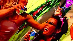 Lesbian pornstars fucking with toys in a wild party
