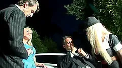 Blonde Savannah bangs hard on the bonnet of a car