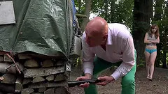 Grandpa and 2 s caught and fucked young girls