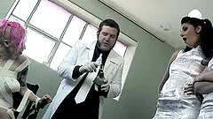 Curvy punk cowgirl with natural tits ravished hardcore in threesome porn