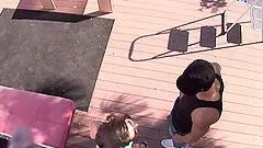 Milf with big ass in thong shaved pussy fucked in close up