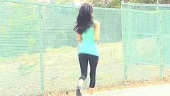 Sexy public nudity with a gorgeous shameless brunette babe Colette