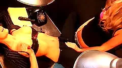 Curvy fake tits lesbian widening legs while enjoying toys