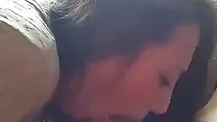 Brunette babe is excellent cock sucker but not the best car driver.