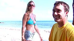 Skinny babe fucked doggystyle at the beach without mercy and control