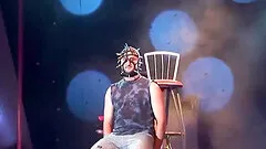 Сrazy fetish couple shows extreme needle fetish on public sex fair show stage