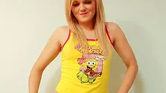 Teen blonde has a pair of perky tits and a butt to match