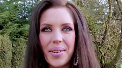 Skinny whore with piercing eyes rides studs cock