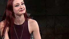 Redhead doll tied then drilled using sex machine in BDSM