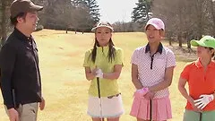 Sexy cute girls loves sucking her golf instructors cock