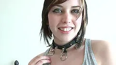 Punk rock Luisa wears only a studded collar in bed