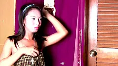 Adorable femboy alluring us while performing a hot striptease