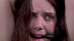 Tied brunette sex hole getting refined using toy in BDSM porn