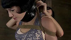 Screams as bondage brunette anal is inserted with toy in BDSM