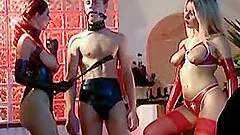 Girl in latex sucks fat dick