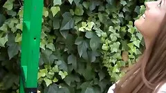 Hot brunette fucked with a new boyfriend on outside