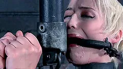 Short hair blonde slave drilled with toy in BDSM porn