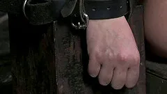 Blonde slave refined with sex machine while moaning