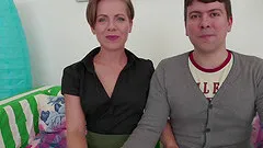 Sasha opens her legs for a handsome man during a cuckold game