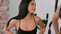 Petite Maya Bijou seduced by a trainer for a gym sex session