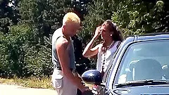 Skinny german babe picked up from street for hot anal sex in nature