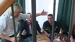 Hot skinny blonde teen in her first wild cum drinking fuck party