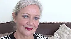 Mature granny fondling tits then drilling pussy with toy